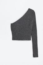 H & M - One-shoulder Ribbed Top - Gray
