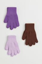 H & M - 3-pack Gloves - Purple