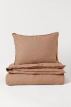 H & M - Ruffle-trimmed Twin Duvet Cover Set - Brown