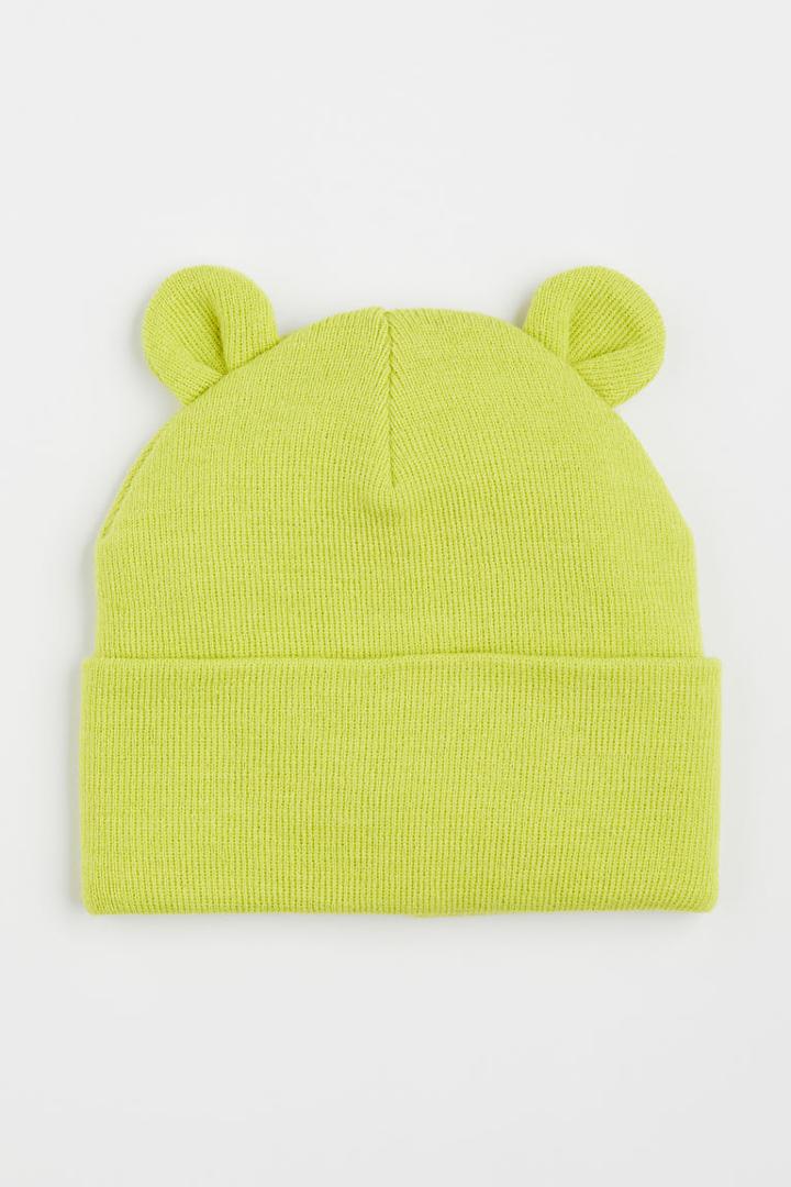 H & M - Knit Hat With Ears - Green