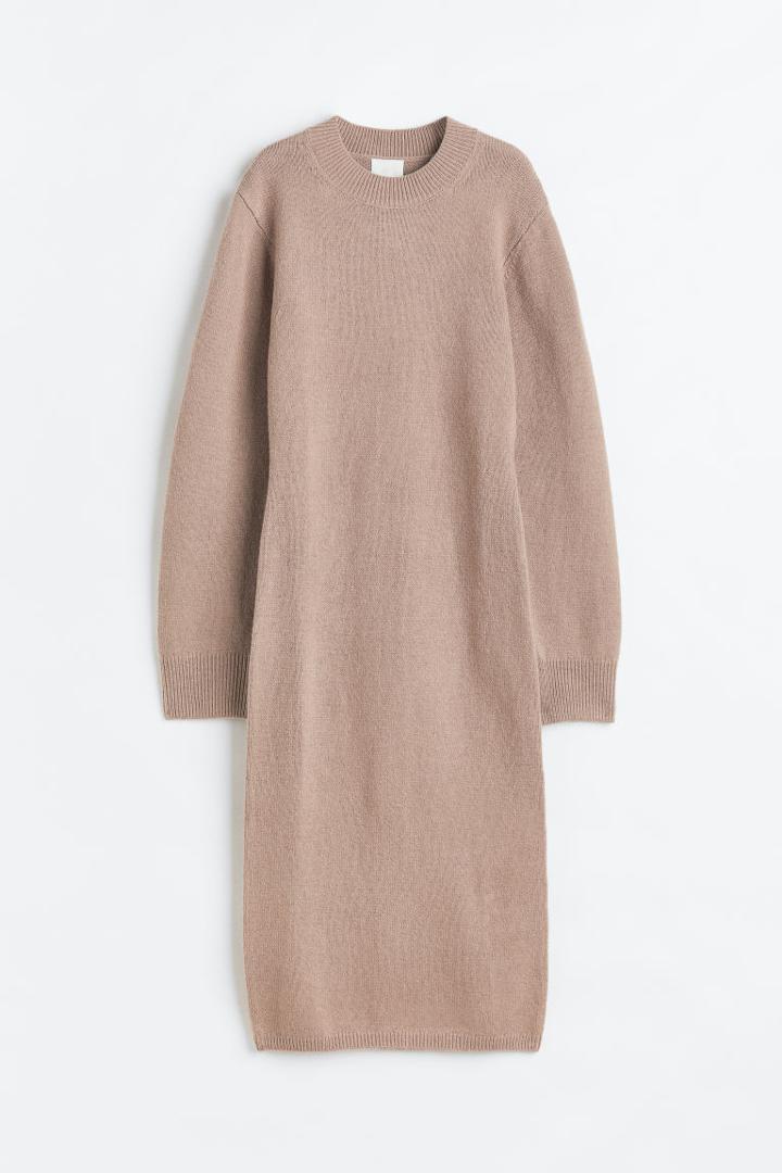 H & M - Knit Bodycon Dress - Beige
