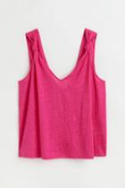 H & M - Linen V-neck Top - Pink