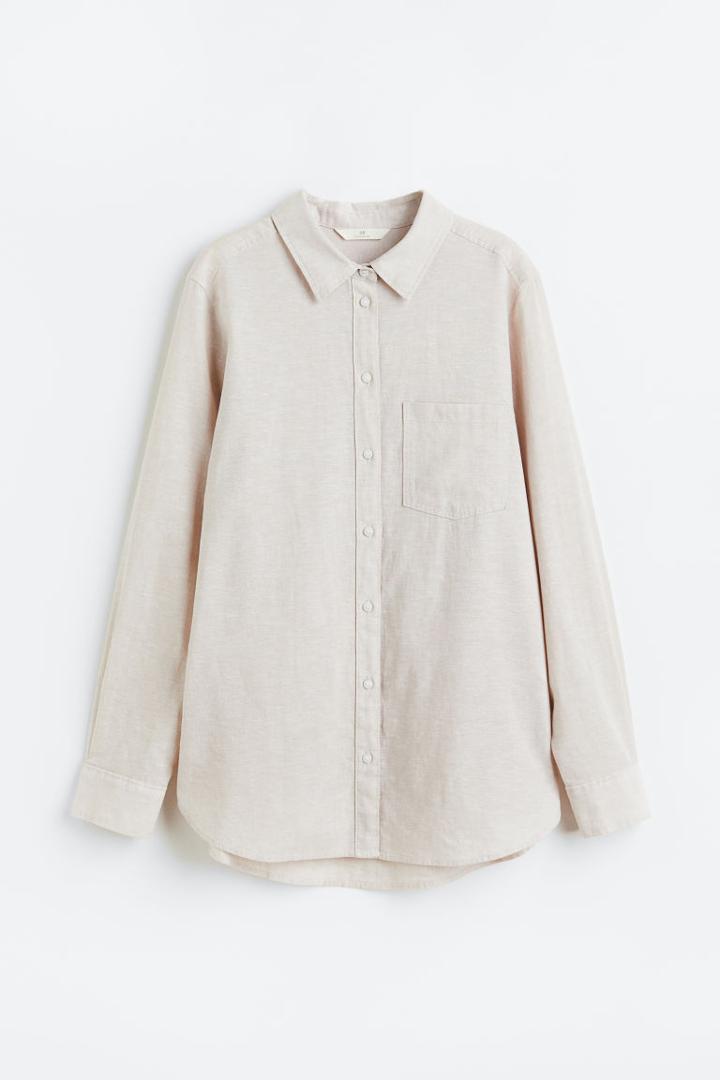 H & M - Linen-blend Shirt - Beige