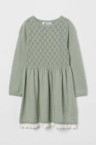 H & M - Lace-trimmed Knit Dress - Green