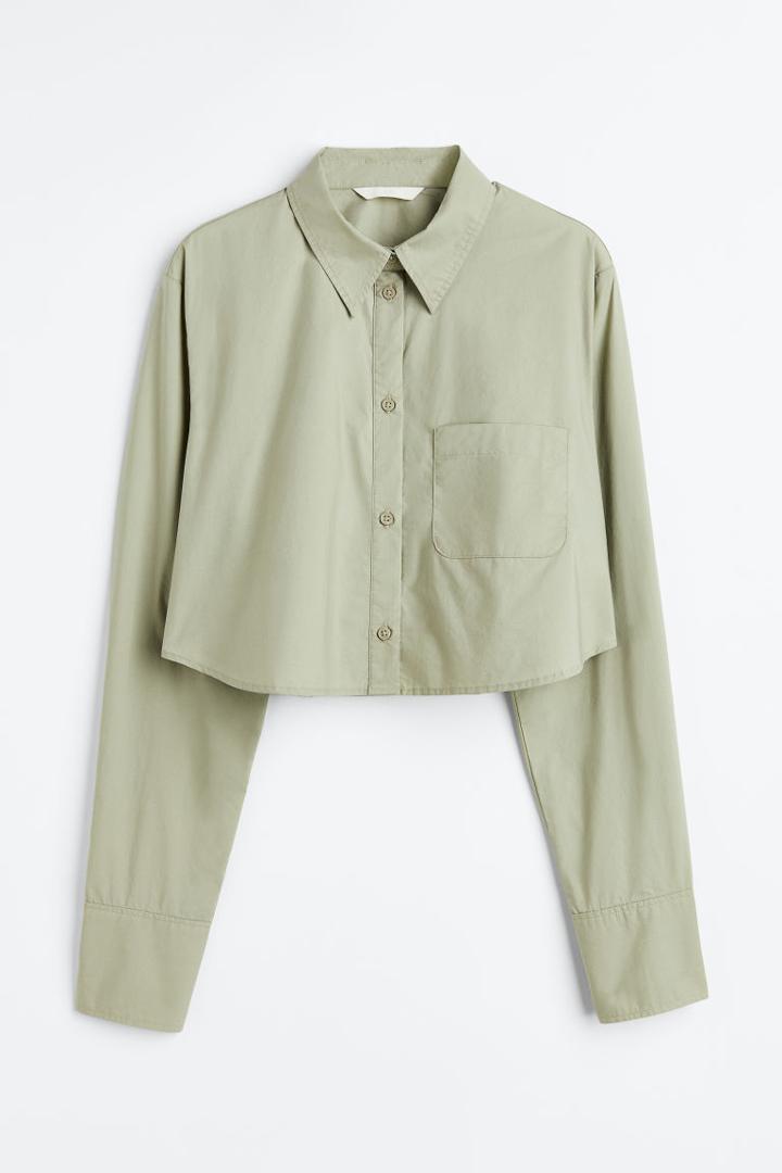 H & M - Cotton Crop Shirt - Green