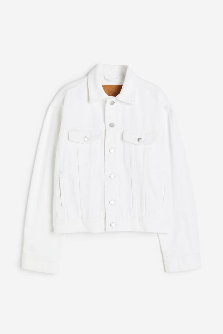 H & M - Short Denim Jacket - White