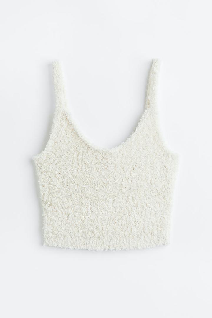 H & M - Fluffy Crop Top - Beige