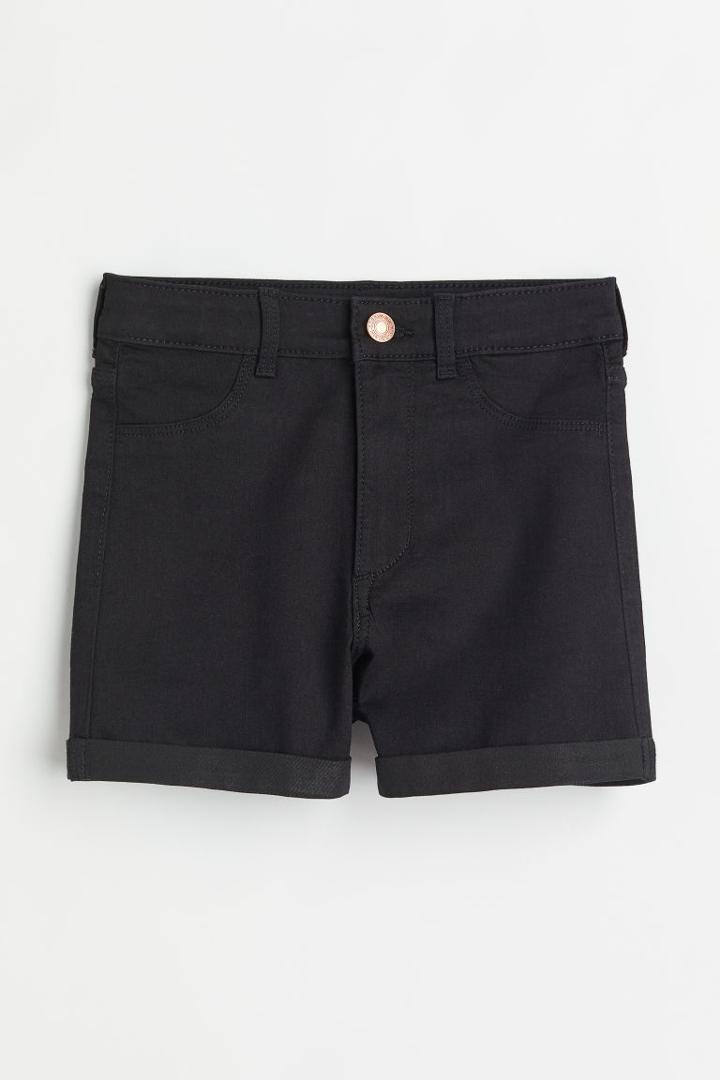 H & M - Slim Fit High Denim Shorts - Black
