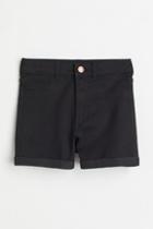 H & M - Slim Fit High Denim Shorts - Black