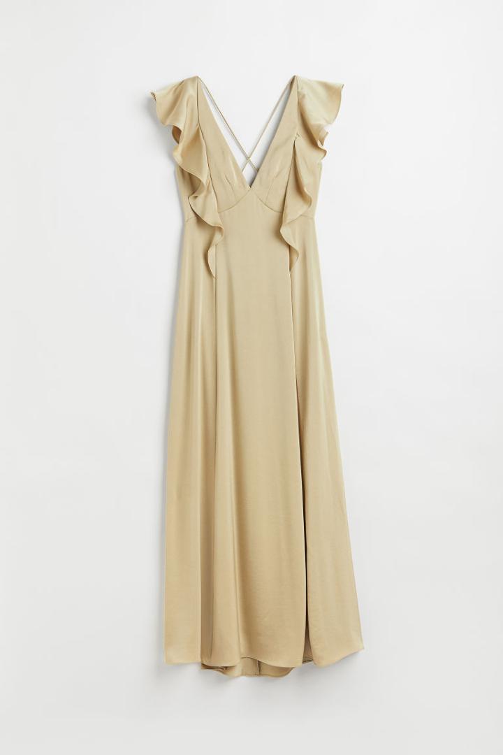 H & M - Flounced Maxi Dress - Green