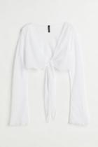 H & M - Airy Tie-hem Top - White