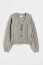 H & M - Short Cable-knit Cardigan - Gray