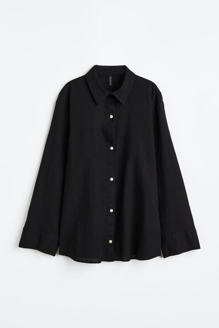 H & M - Linen-blend Shirt - Black