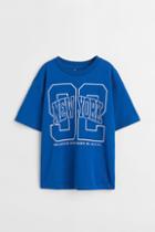 H & M - Cotton Oversized T-shirt - Blue