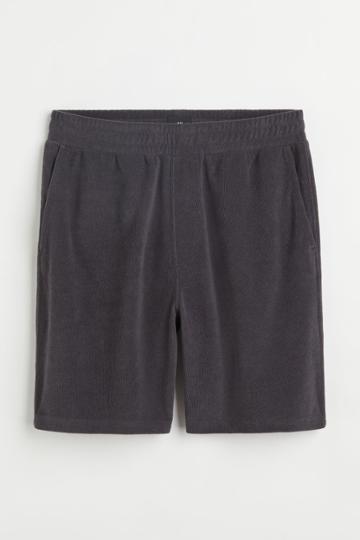 H & M - Relaxed Fit Knee-length Terry Shorts - Gray
