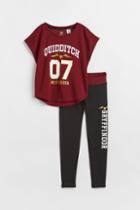 H & M - 2-piece Printed Sports Set - Red