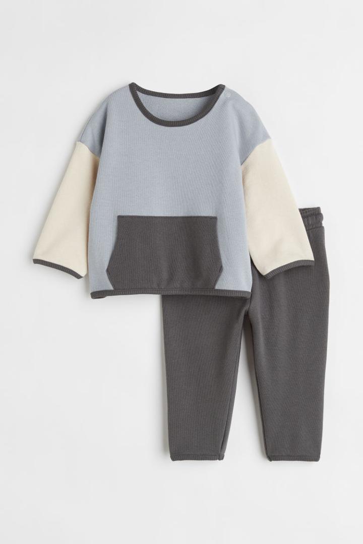 H & M - 2-piece Cotton Sweatshirt Set - Gray