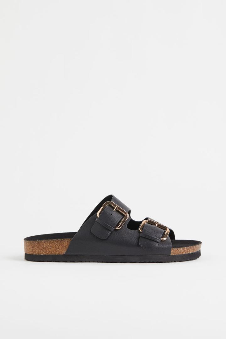 H & M - Two-strap Slides - Black