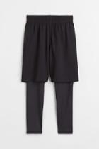 H & M - Sports Leggings With Shorts - Black