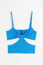 H & M - Crinkled Cut-out Top - Blue