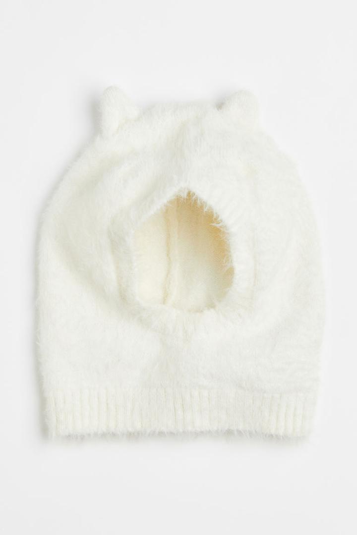 H & M - Fluffy-knit Balaclava - White