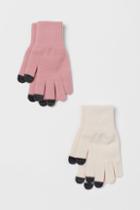 H & M - 2-pack Touchscreen Gloves - Pink
