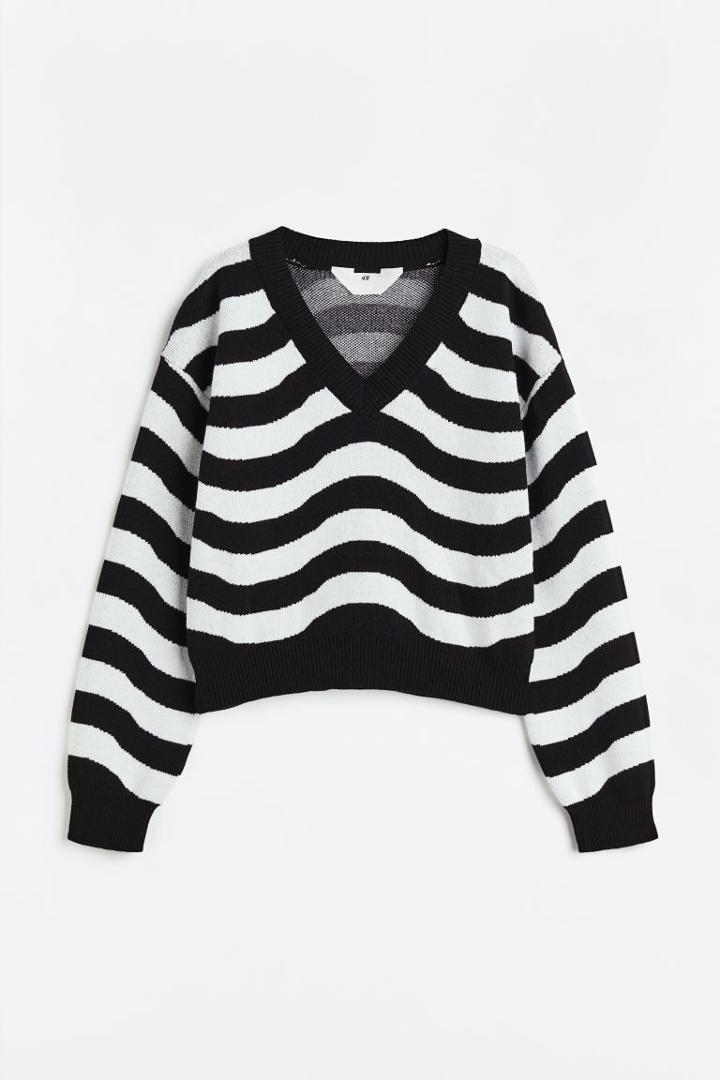 H & M - Jacquard-knit Cotton Sweater - Black