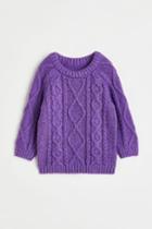 H & M - Cable-knit Sweater - Purple