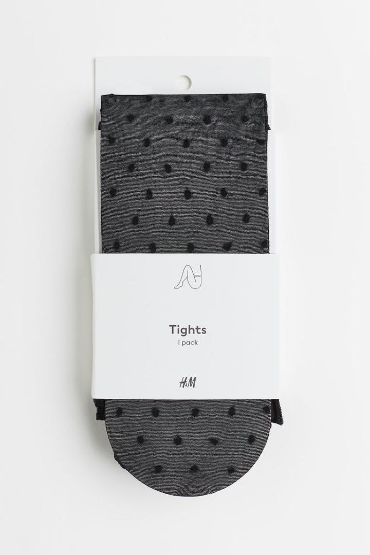 H & M - 40 Denier Dotted Tights - Black
