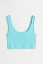 H & M - Cotton Crop Top - Turquoise