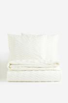 H & M - Tufted Double Duvet Cover Set - White