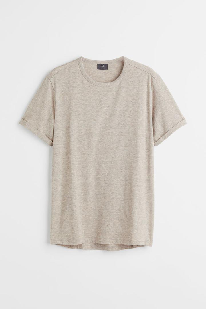 H & M - Regular Fit Cotton T-shirt - Beige