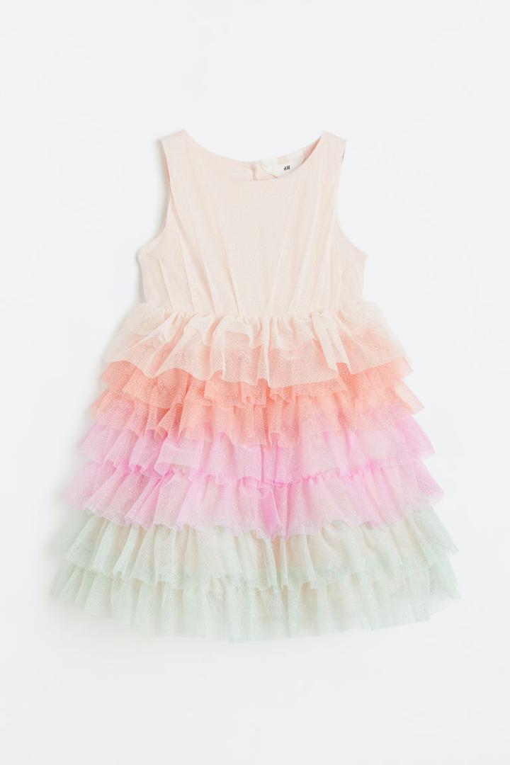 H & M - Flounced Tulle Dress - Orange