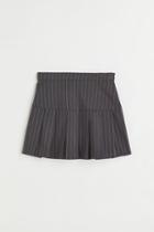 H & M - Pleated Twill Skirt - Gray