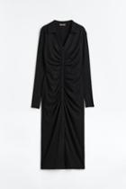 H & M - Draped Jersey Dress - Black