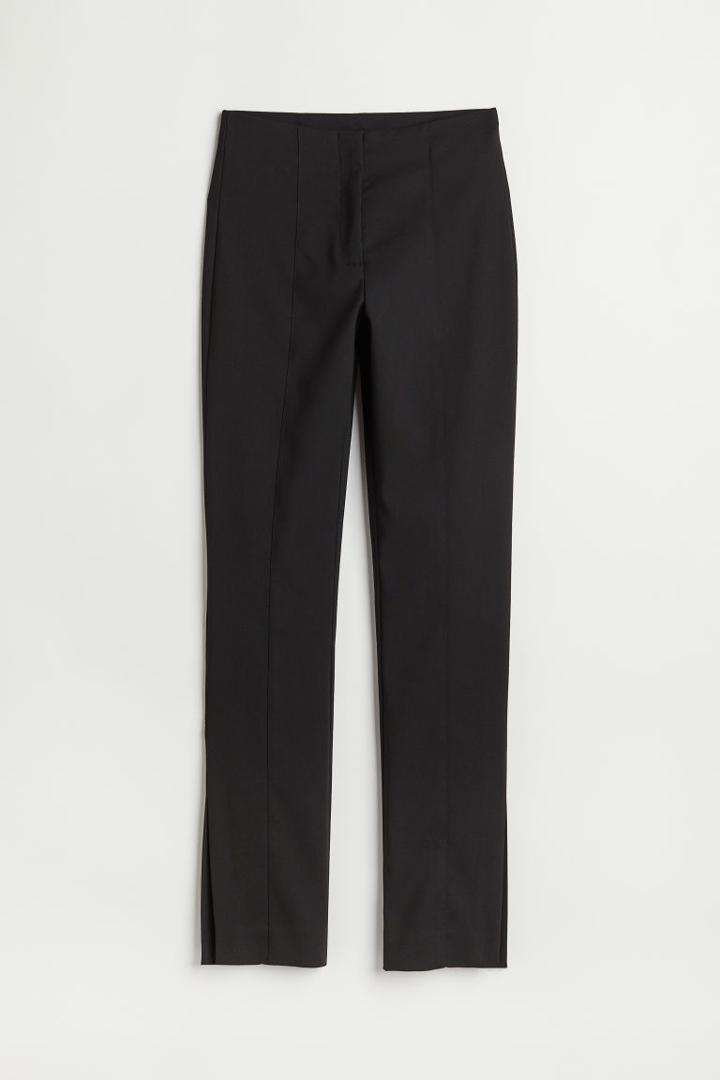 H & M - Slit-hem Leggings - Black