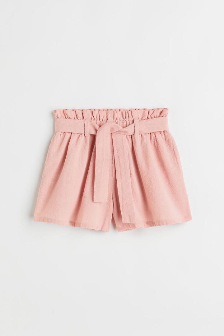 H & M - Linen-blend Shorts - Pink