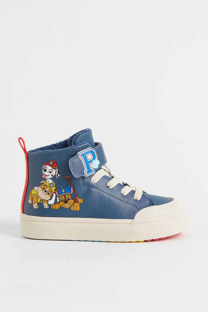 H & M - Warm-lined Printed High Tops - Blue