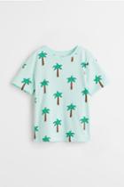 H & M - Printed T-shirt - Turquoise