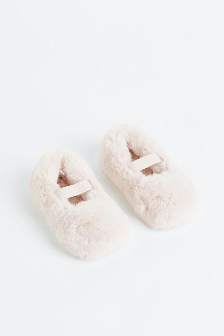 H & M - Fluffy Ballet-style Slippers - Beige