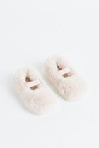 H & M - Fluffy Ballet-style Slippers - Beige
