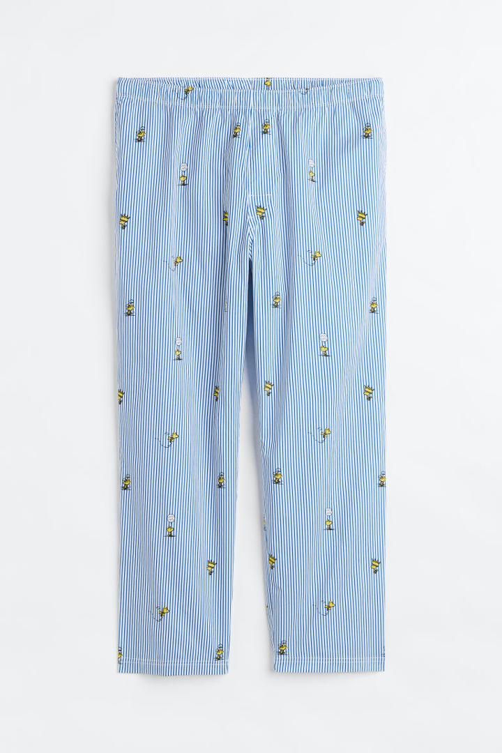 H & M - Relaxed Fit Patterned Cotton Pants - Blue