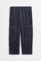 H & M - Cotton Corduroy Cargo Trousers - Blue