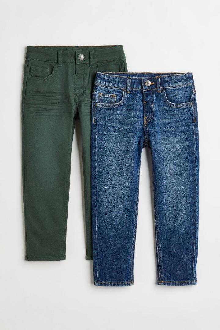 H & M - 2-pack Relaxed Fit Pants - Blue