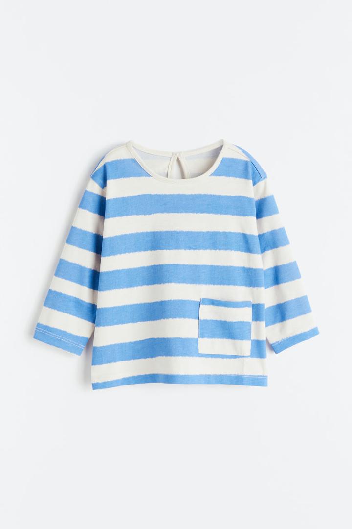 H & M - Long-sleeved Cotton Top - Blue