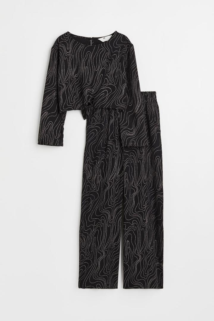 H & M - 2-piece Crped Set - Black