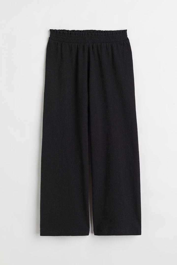 H & M - Crinkled Jersey Pants - Black