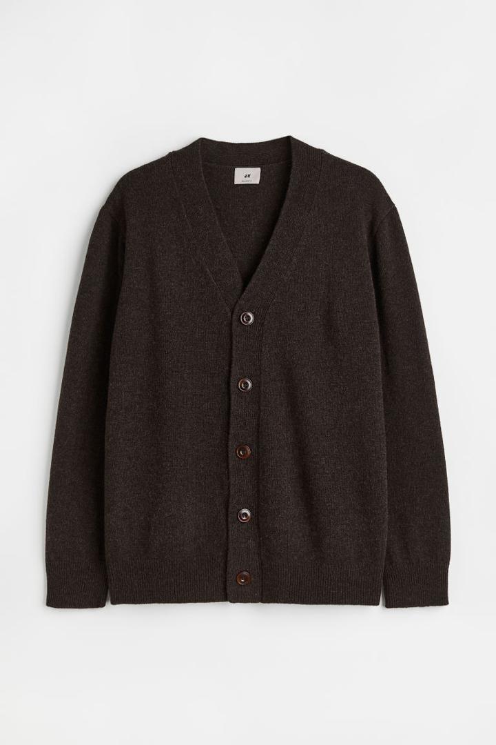 H & M - Relaxed Fit Wool Cardigan - Brown