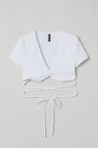 H & M - Wrapover Crop Top - White