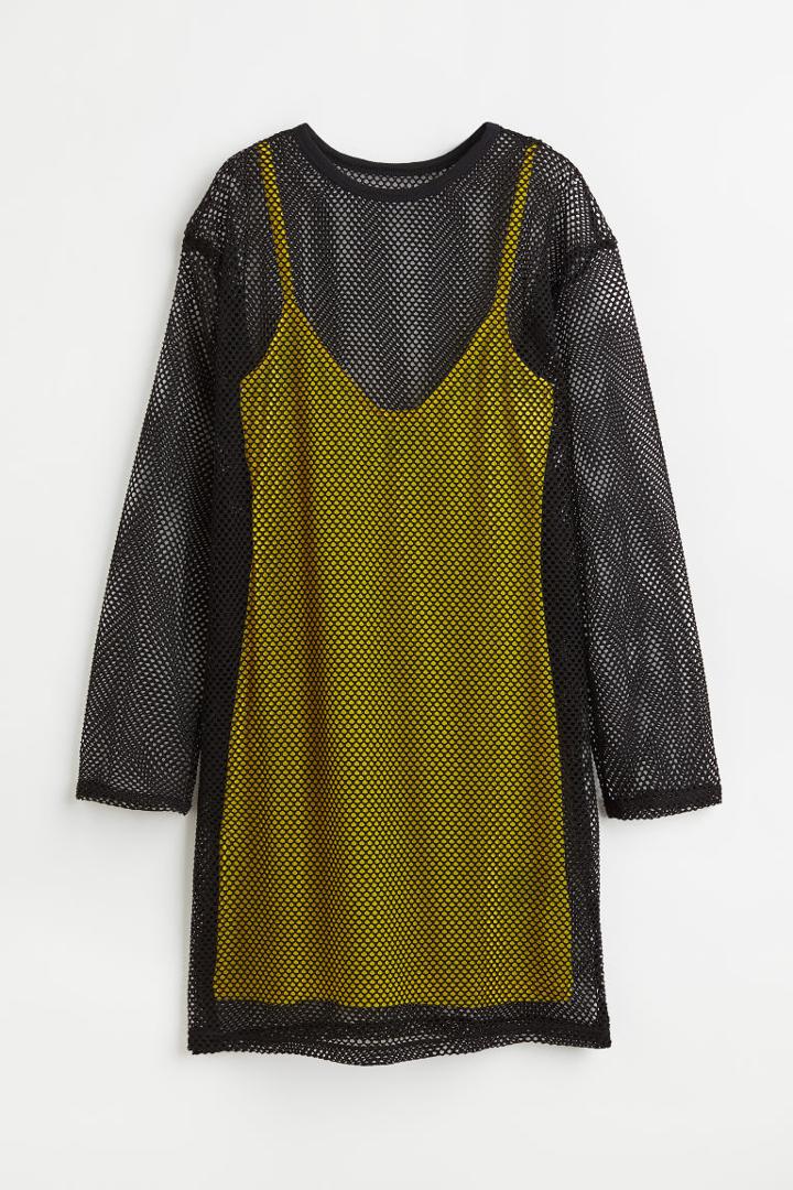 H & M - Fishnet Mesh Dress - Black
